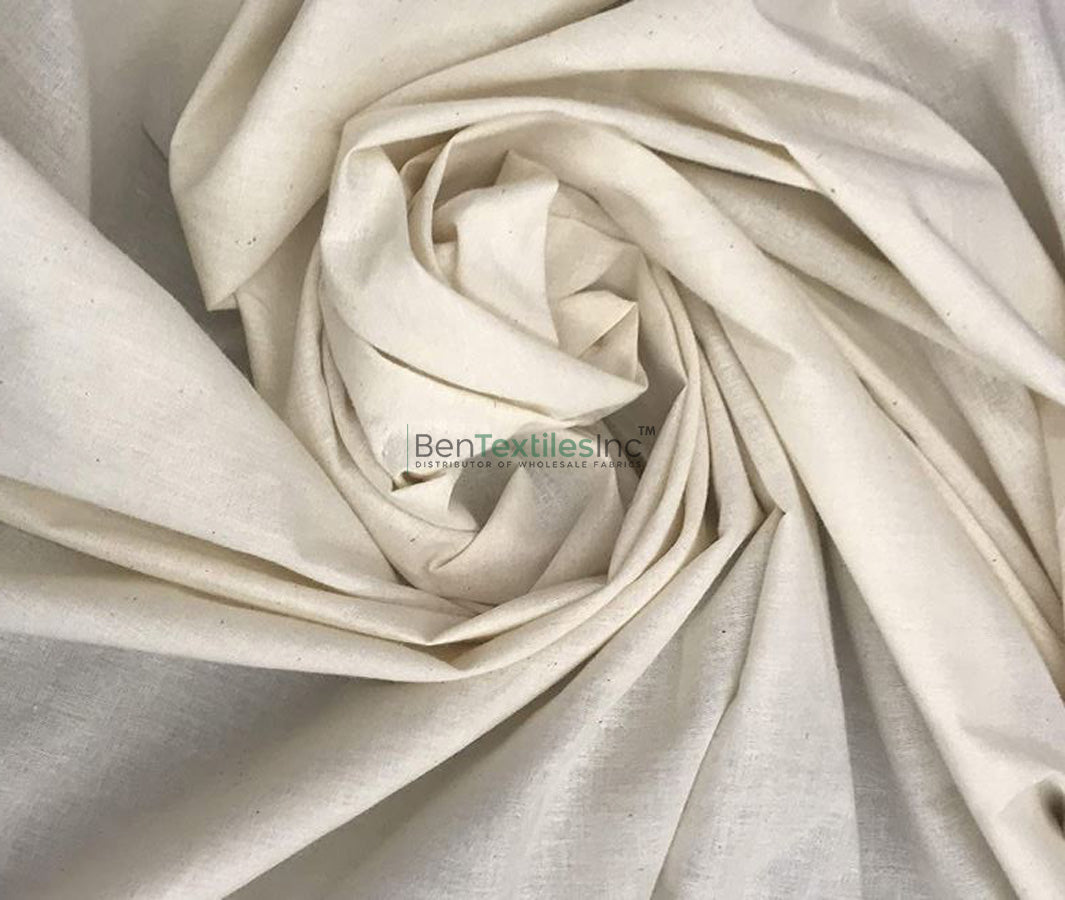 Extra Wide 100% Cotton Muslin | Unbleached Natural Muslin Fabric | 120" Wide | Upholstery, Draping, Swags & Linings