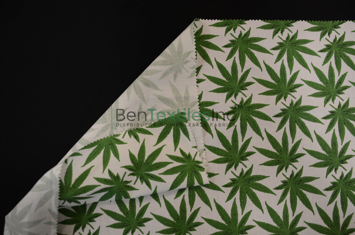 Marijuana Cannabis Leaf Cotton Fabric | 100% Cotton Print | 60