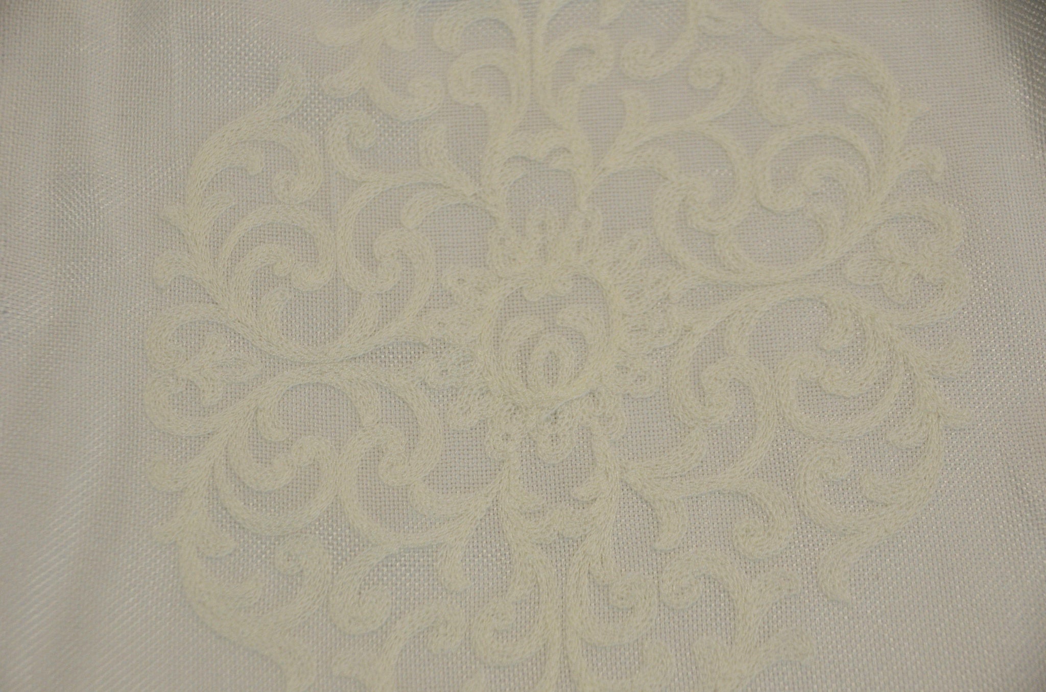 Embossed Faux Linen Embroidery for Drapery | 58" Wide | Off White and Light Silver | newtextilefabric 3"x3" Sample Swatch Off White (Light Ivory) 