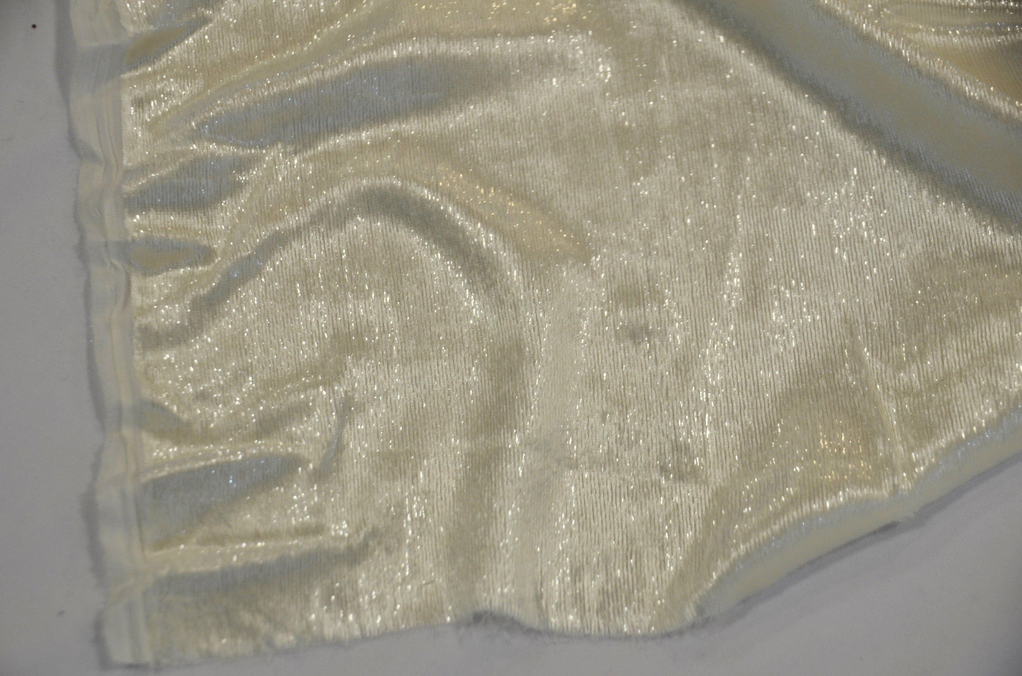 Ivory Silky Velvet with Metallic Lurex | 52" Wide | Polyester Super Soft Lurex Velvet | Soft Metallic Velvet for Dresses, Clothing, Skirts, Costume | Fabric mytextilefabric 