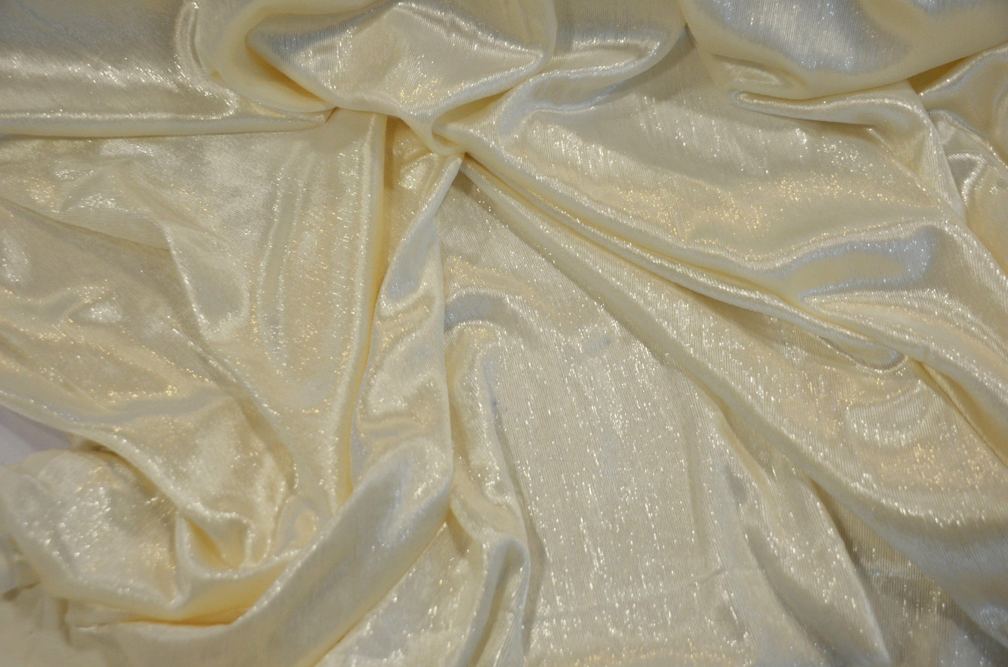 Ivory Silky Velvet with Metallic Lurex | 52" Wide | Polyester Super Soft Lurex Velvet | Soft Metallic Velvet for Dresses, Clothing, Skirts, Costume | Fabric mytextilefabric 