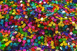 Rainbow Square Sequins | Colorful Sequins Fabric Sewn on Mesh | 52" Wide| Multi Color Sequins | newtextilefabric 