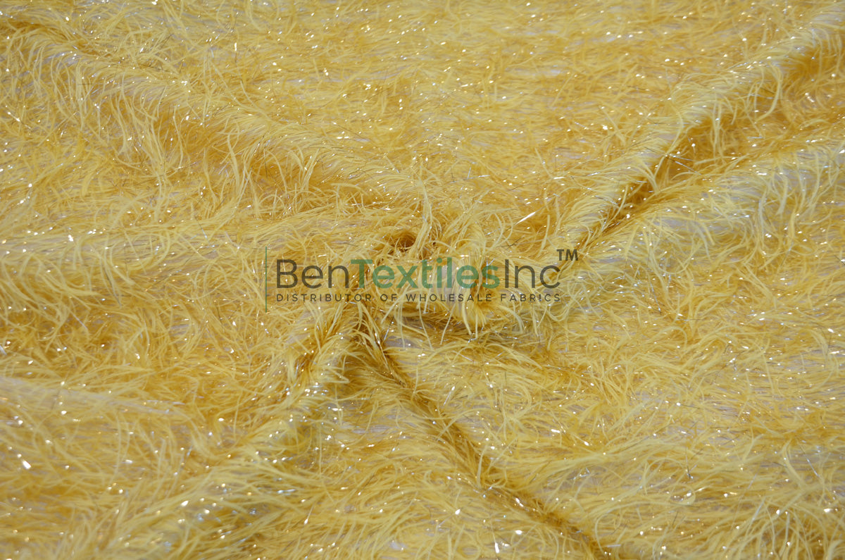 Gold Shaggy Brocade | Metallic Eyelash Lame Fabric | 57 Inch Wide | For Costumes Cosplay Apparel & Decor