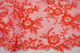 Edith Embroidery Fabric | Bridal Lace Design with Sequins | 52" Wide | Multiple Colors | Fabric mytextilefabric Yards Red 