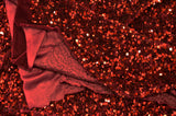 Sequins Stretch Velvet | Sequins on Plush Spandex Velvet | 60" Wide | Multiple Colors | My Textile Fabric 3"x3" Sample Swatch Red 