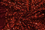 Sequins Stretch Velvet | Sequins on Plush Spandex Velvet | 60" Wide | Multiple Colors | My Textile Fabric Yards Burgundy 