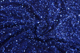 Sequins Stretch Velvet | Sequins on Plush Spandex Velvet | 60" Wide | Multiple Colors | My Textile Fabric Yards Royal Blue (Midnight) 