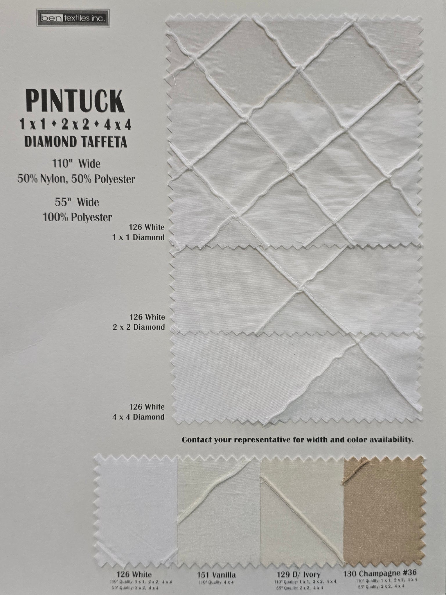 Taffeta Pintuck Fabric | 2"x2" Diamond | Diamond Taffeta Fabric | 54" Wide | Multiple Colors