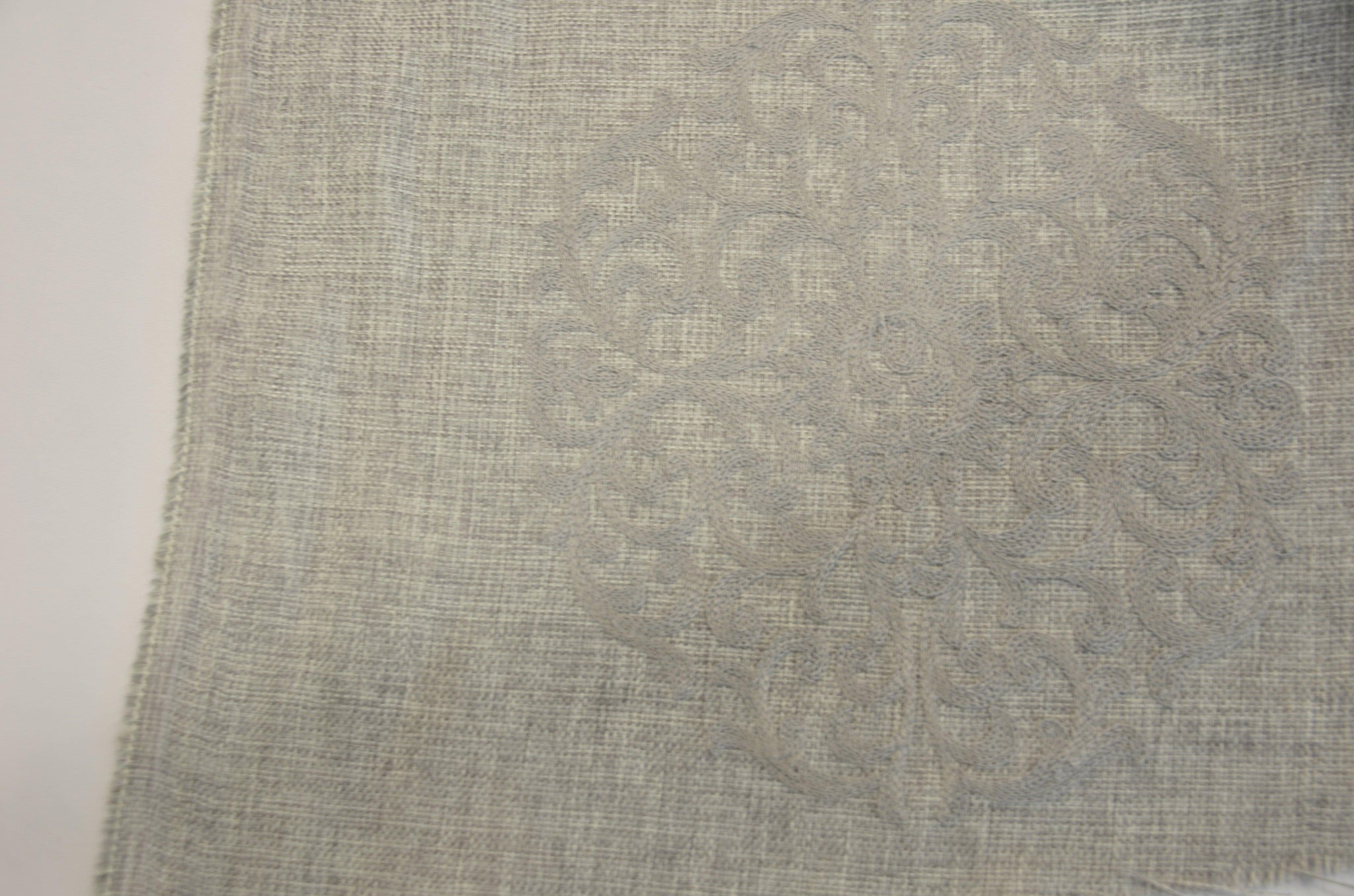 Embossed Faux Linen Embroidery for Drapery | 58" Wide | Off White and Light Silver | newtextilefabric 