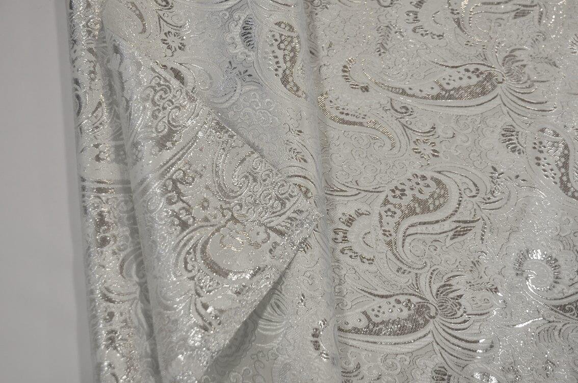 Oriental Metallic Paisley Brocade | 58" Wide | Silver and Gold Metallic Paisley Brocade | Fabric mytextilefabric 