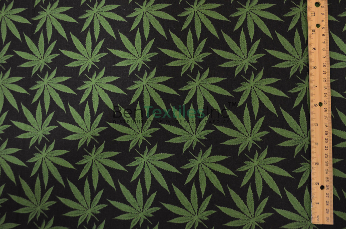 Marijuana Cannabis Leaf Cotton Fabric | 100% Cotton Print | 60