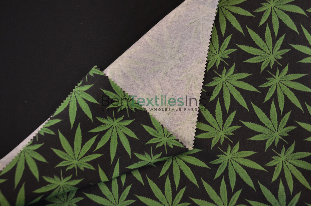 Marijuana Cannabis Leaf Cotton Fabric | 100% Cotton Print | 60