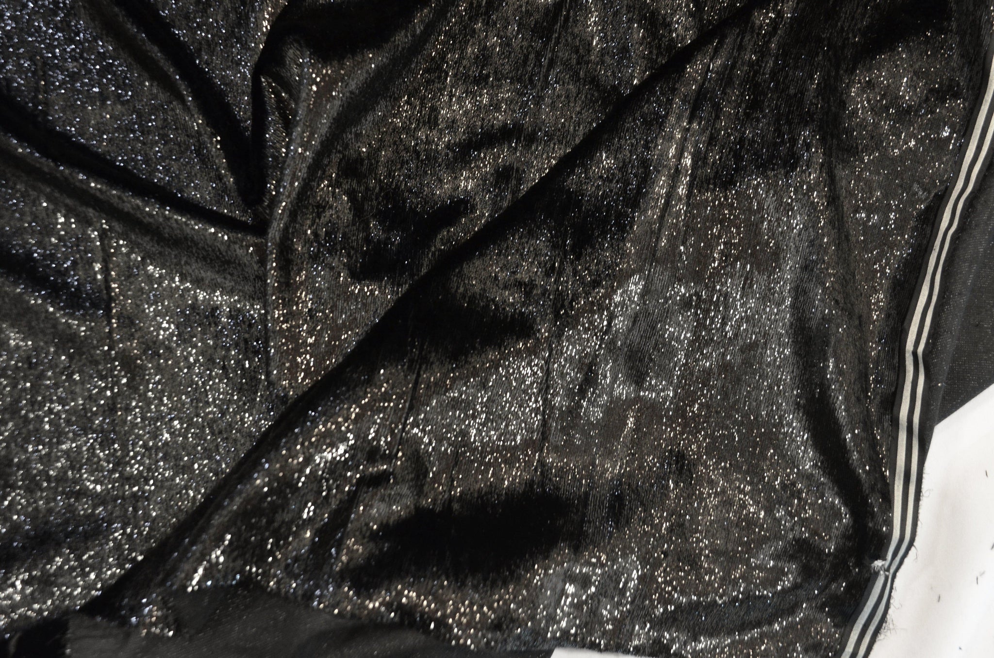 Black Silky Velvet with Metallic Lurex | 52" Wide | Polyester Super Soft Lurex Velvet | Soft Metallic Velvet for Dresses, Clothing, Skirts, Costume | Fabric mytextilefabric 