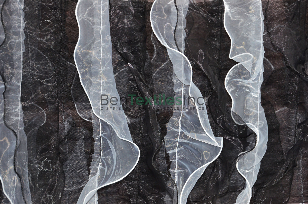 Mesh Ruffles Organza Ruffled Mesh Fabric | Layered Ruffle Mesh Fabric | 57 Inch Wid ...