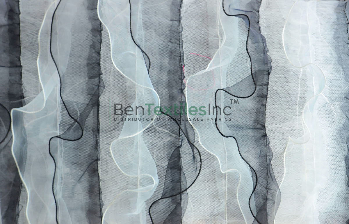 Layered Ruffles Textiles Organza Ruffled Mesh Fabric | Layered Ruffle Mesh Fabric | 57 Inch Wid ...