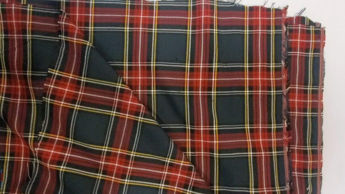 Red and Grey Tartan Fabric | Red and Grey Plaid Checker | 60" Wide | Poly Rayon Kilt | Decor, Napkins, Scarves, Costumes, Blanket, Face Mask, Kilt | My Textile Fabric 