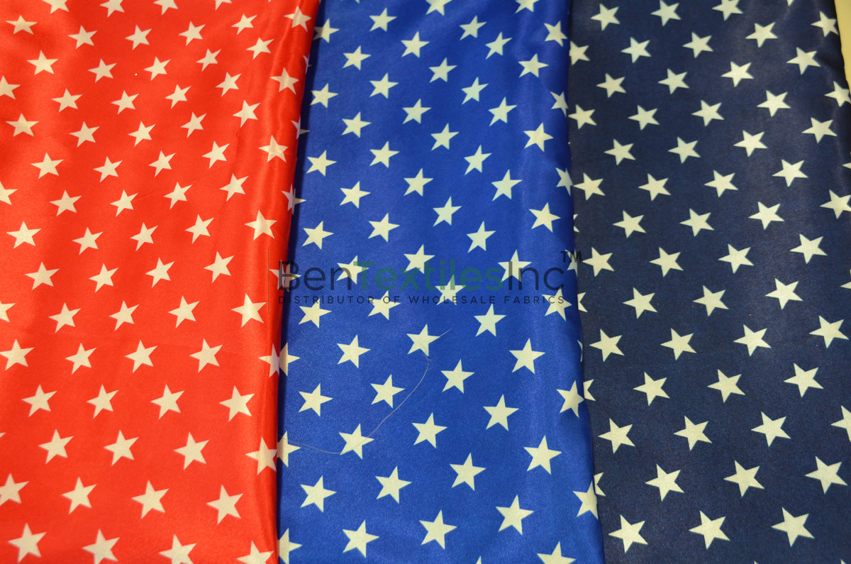 American Star Satin | American Flag in Red, Navy, and Blue Satin | Sold by the Yard x 60" Wide | Charmeuse Satin American Flag Print
