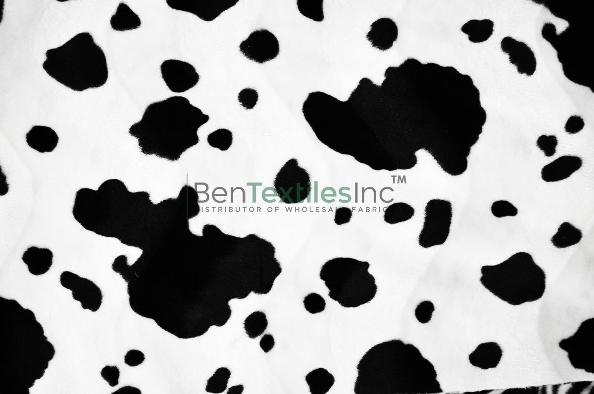 White Black Cow Satin Print Fabric | Cow Charmeuse Satin | 60" Wide