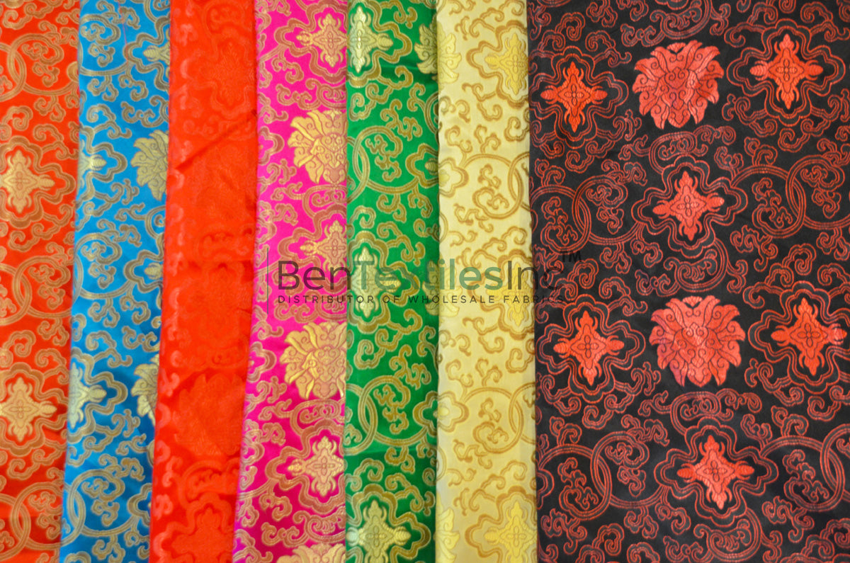 Oriental Medallion Brocade | Chinese Medallion Pattern Satin Fabric | 48 Inch Wide | Luxurious Chinese Brocade