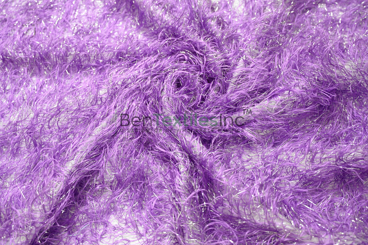 Lavender Shaggy Brocade | Metallic Eyelash Lame Fabric | 57 Inch Wide | For Costumes Cosplay Apparel & Decor