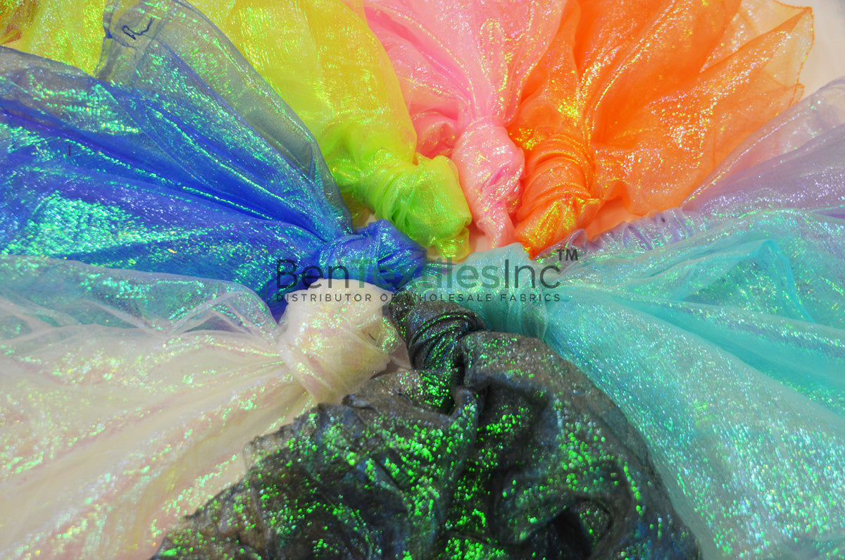 Crush Iridescent Organza Fabric | Pearl Holographic Organza | 40" Wide | Sheer Fabric for Costumes, Décor & Apparel