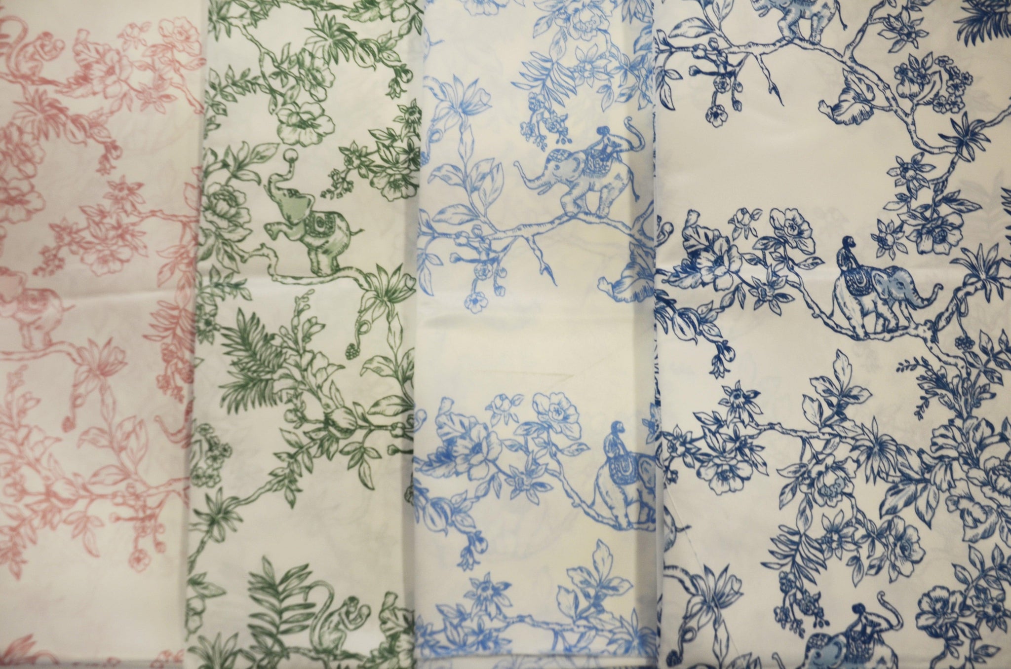 Ben Toile Satin Print Fabric | French Toile Dull Satin | 58/60" Wide | 4 Colors Available | For Tablecloths, Upholstery, Curtains & Apparel