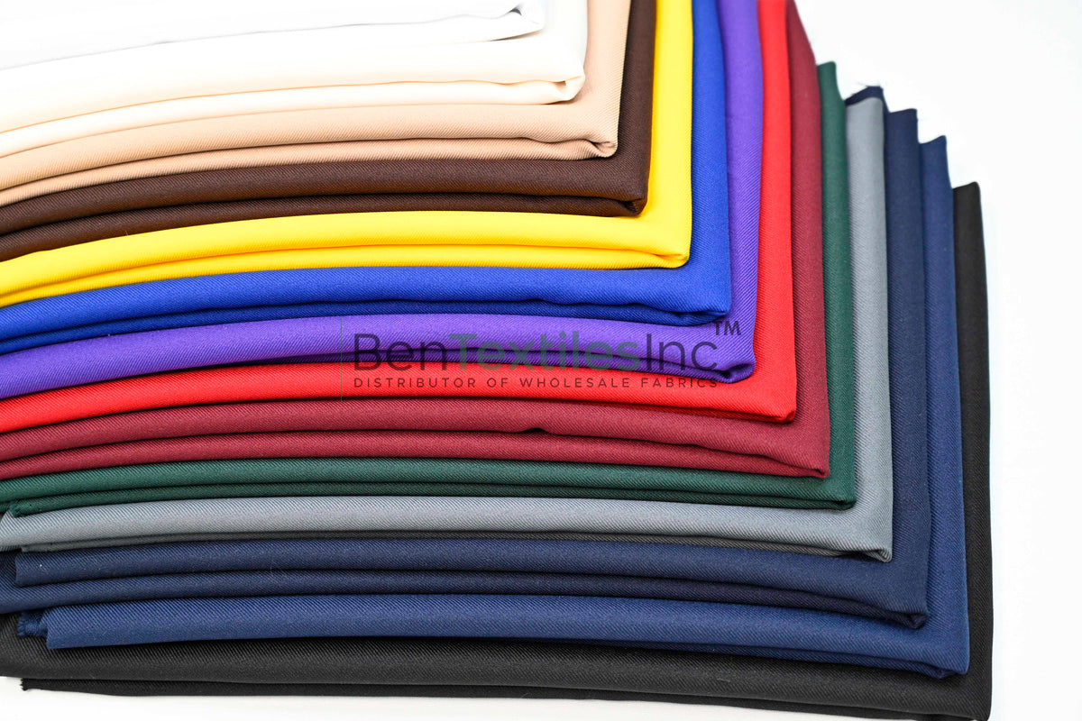 Polyester Gabardine Fabric | Durable Twill Suiting Fabric | 58 Inch Wide | Multiple Colors