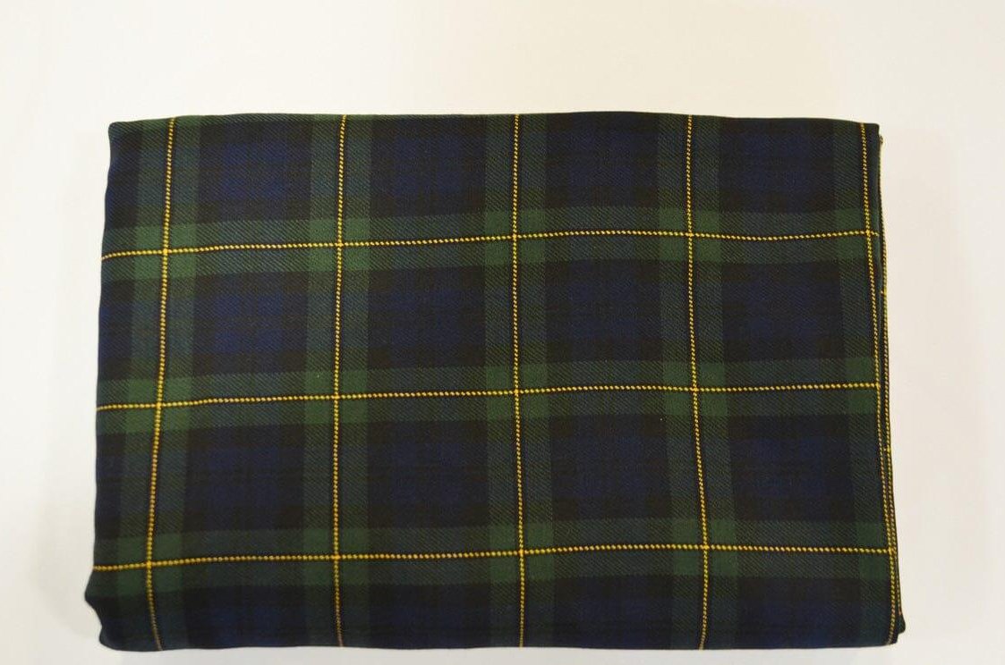 Green Blue Kilt Fabric | 60" Wide | Green Blue Tartan Fabric | Soft Poly Rayon Kilt | Decor, Napkins, Scarves, Costumes, Blanket, Face Mask, Kilt | My Textile Fabric 