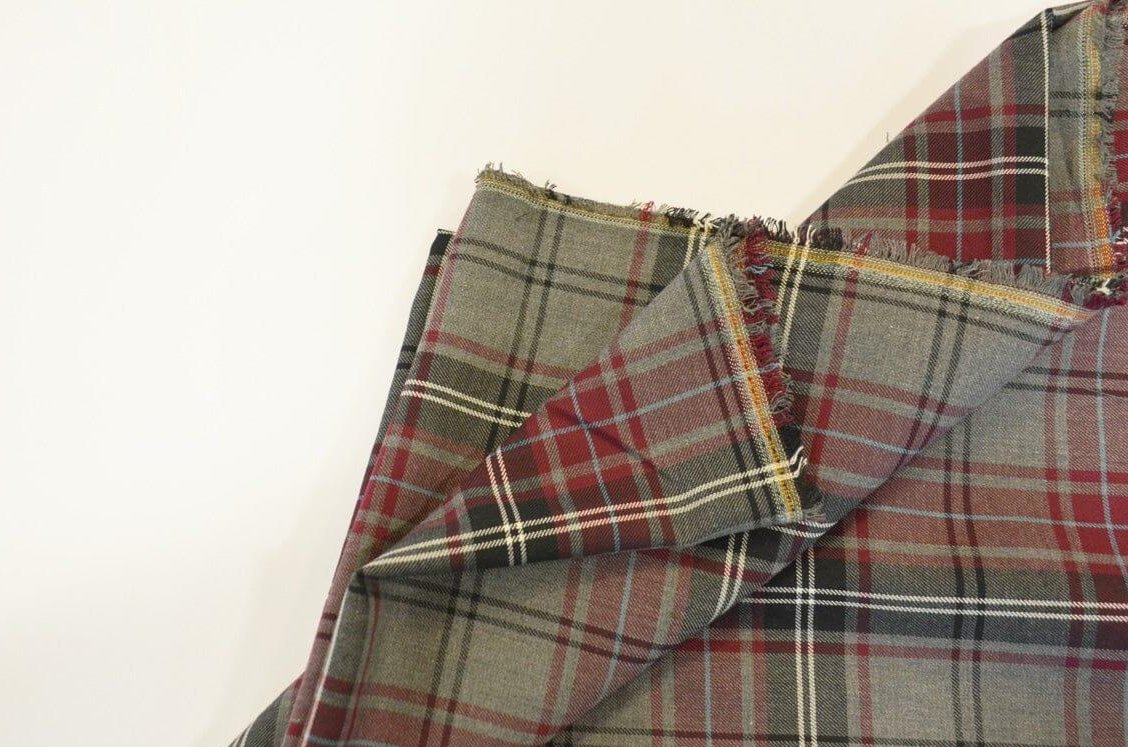 Grey Kilt Fabric | Grey Plaid Checker | Grey Tartan Fabric | 60" Wide | Poly Rayon Kilt | Decor, Napkins, Scarves, Costumes, Blanket, Face Mask, Kilt | My Textile Fabric 