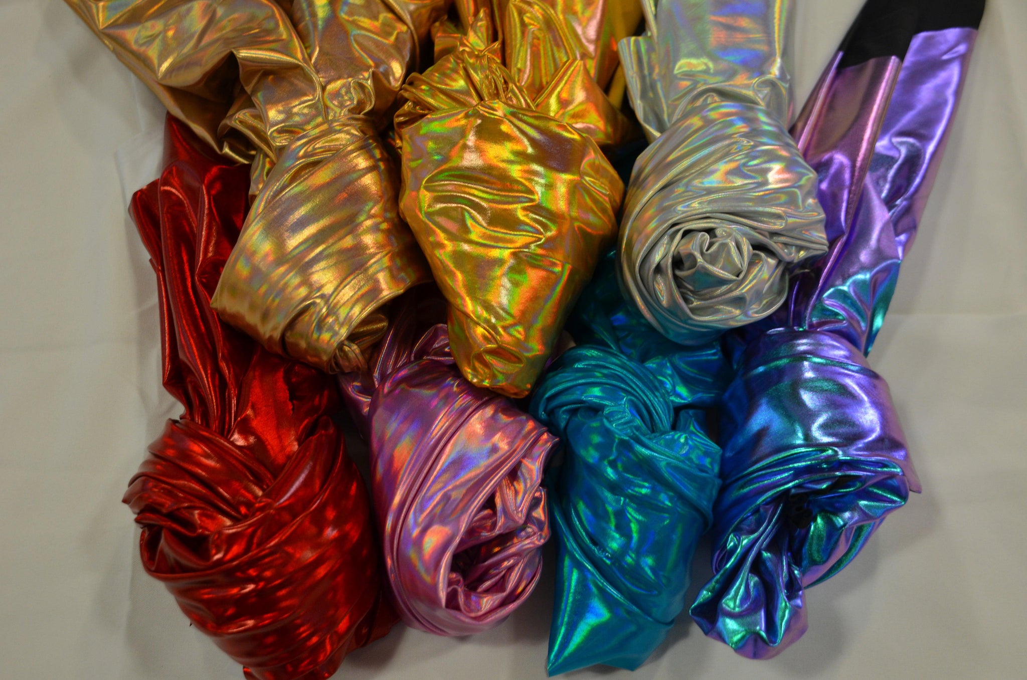 Hologram Foil Spandex Lame | Rainbow Metallic Stretch Lame | 60 Inch Wide | For Decor Apparel Costumes & Dancewear