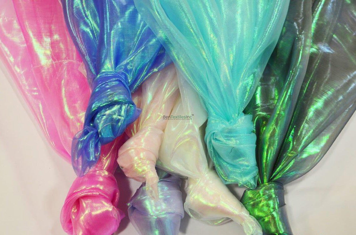 Iridescent Organza Fabric | Pearl Holographic Organza | 60 Inch Wide | For Costumes Draping Apparel & Decor