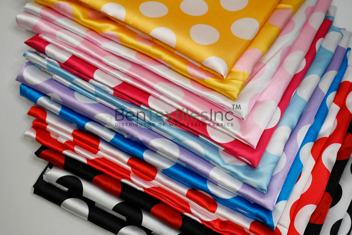 Polka Dot Satin Fabric | Soft Satin Polka Dot Charmeuse Fabric | 60 Inch Wide