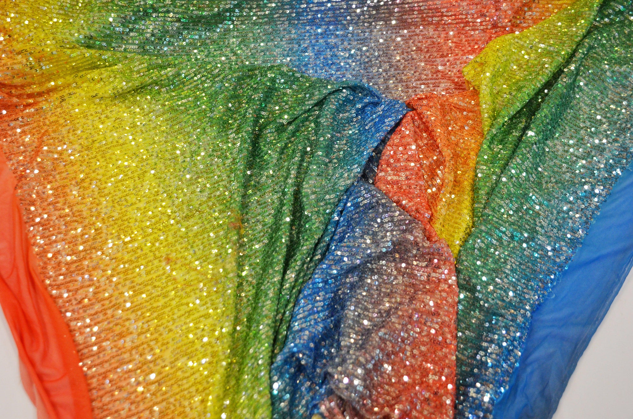 Rainbow Sequins Fabric | Multi Color Sequins Rainbow on Mesh Fabric | Mermaid Mesh Sequins Fabric | Ombre Sequins Fabric by the Yard | Fabric mytextilefabric 