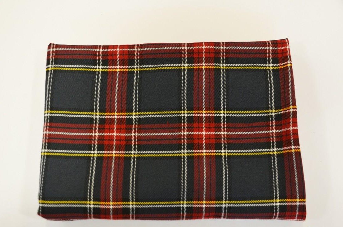 Red and Grey Tartan Fabric | Red and Grey Plaid Checker | 60" Wide | Poly Rayon Kilt | Decor, Napkins, Scarves, Costumes, Blanket, Face Mask, Kilt | My Textile Fabric 