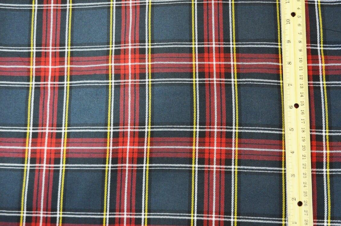 Red and Grey Tartan Fabric | Red and Grey Plaid Checker | 60" Wide | Poly Rayon Kilt | Decor, Napkins, Scarves, Costumes, Blanket, Face Mask, Kilt | My Textile Fabric 