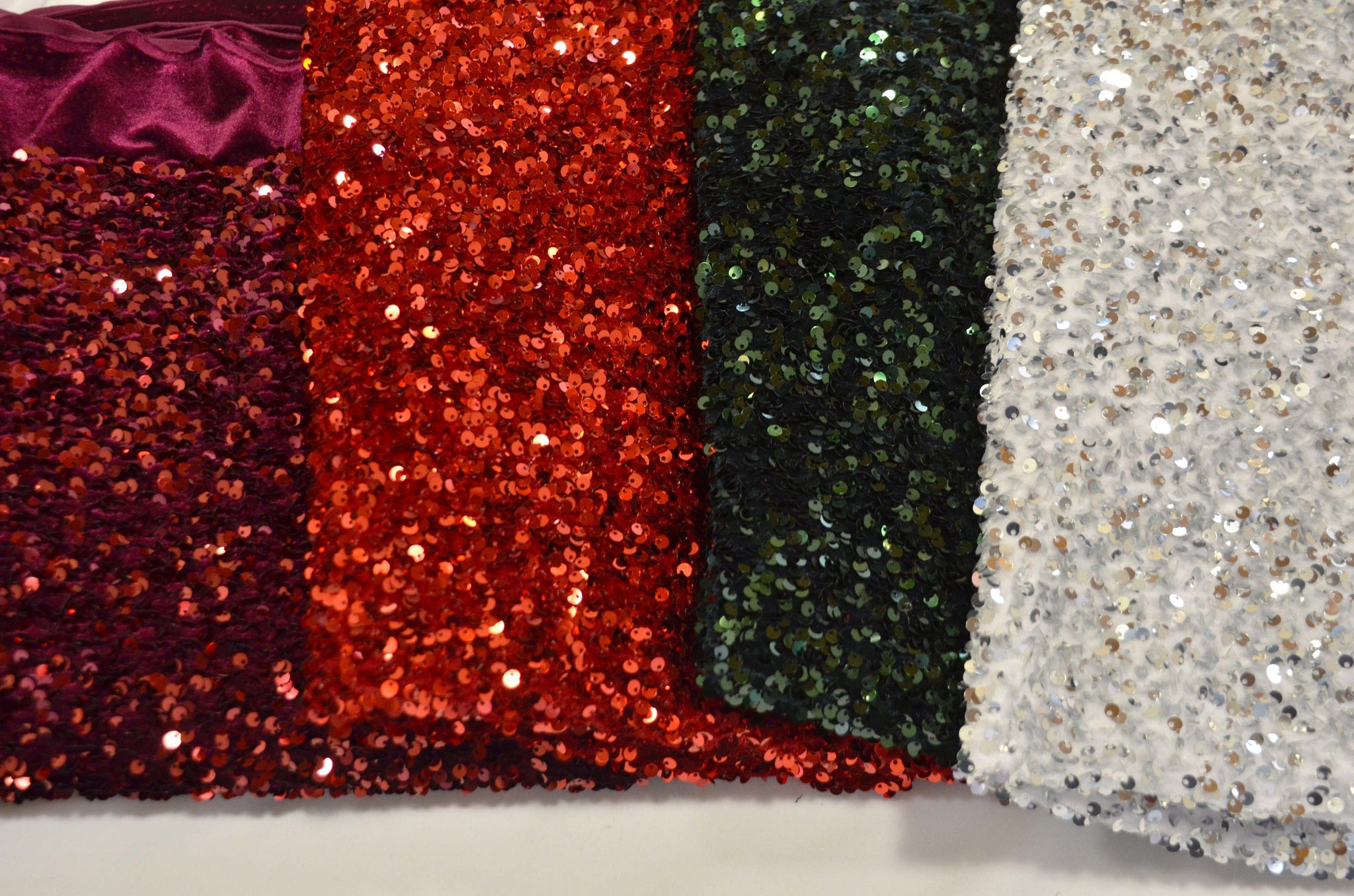 Sequins Stretch Velvet | Sequins on Plush Spandex Velvet | 60" Wide | Multiple Colors | My Textile Fabric 