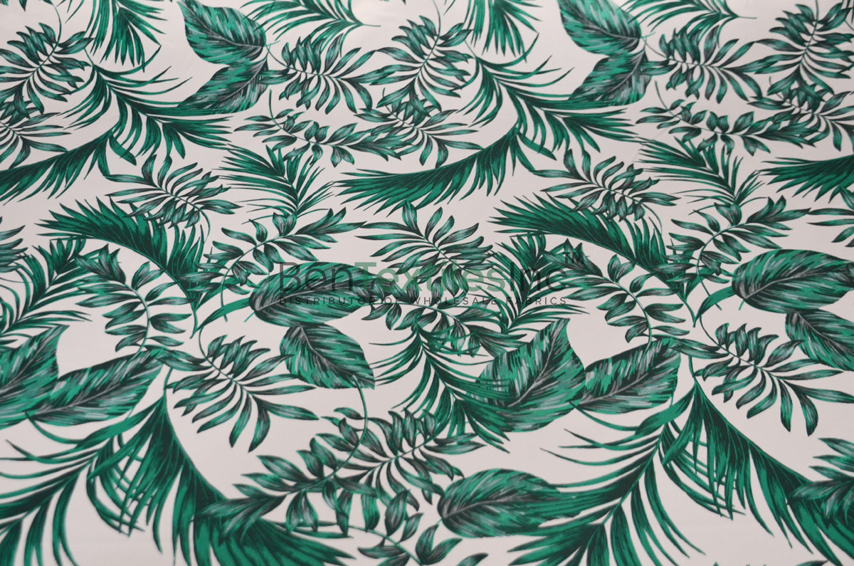 Tropical Paradise Satin Print | Dull Lamour Satin Print | 58/60" Wide | Tropical Banana Print Fabric