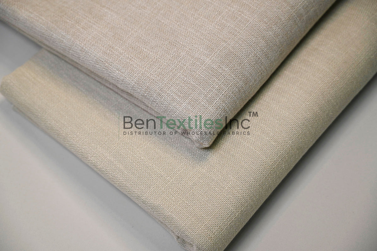 Upholstery Weight Poly Linen Fabric | Durable Backed Linen | 60" Wide | Non Woven Backing | Ideal for Upholstery, Cushions & Drapery