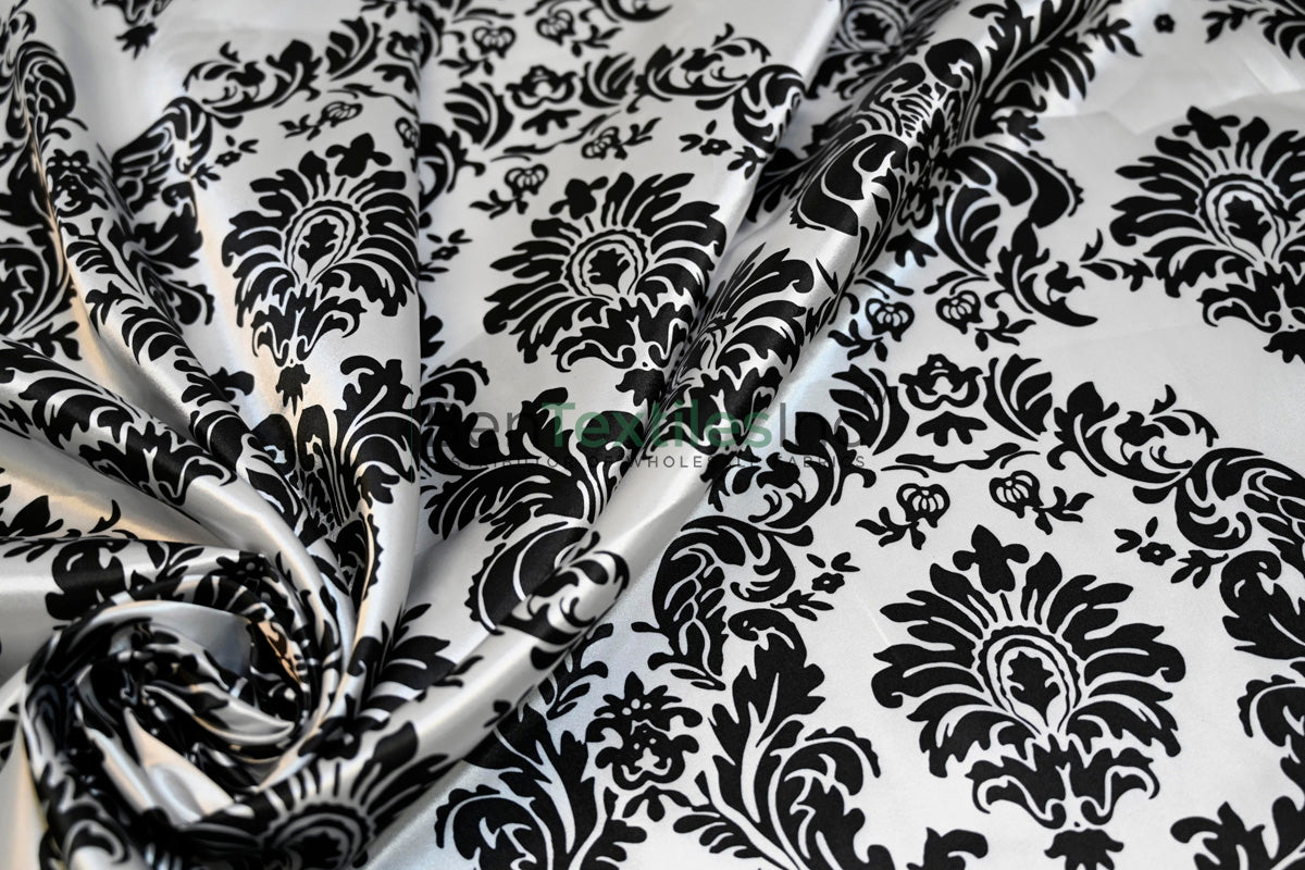 Damask Satin Fabric | Silky Soft Satin Damask Charmeuse | 60" Wide | Multiple Colors | Elegant Fabric for Dresses, Gowns & Décor