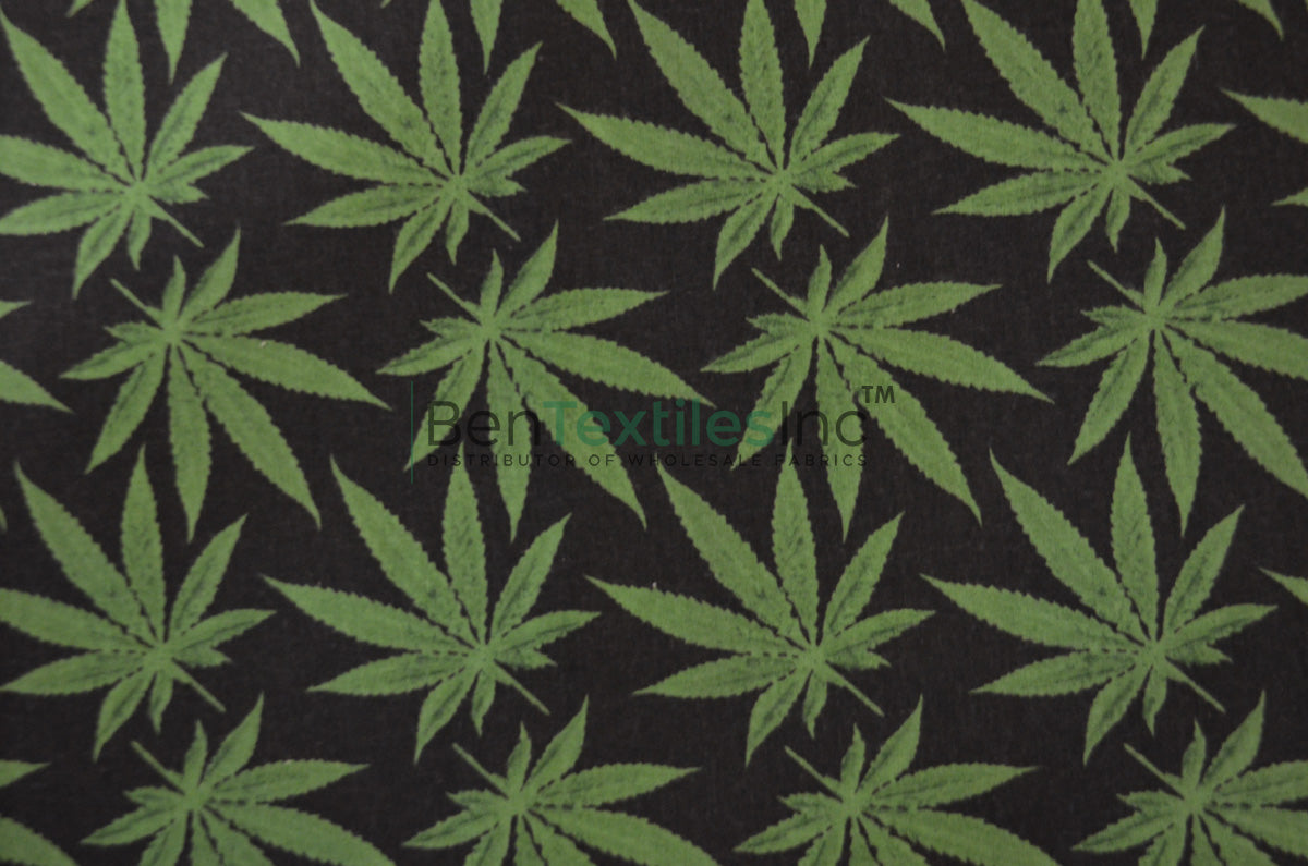 Marijuana Cannabis Leaf Cotton Fabric | 100% Cotton Print | 60
