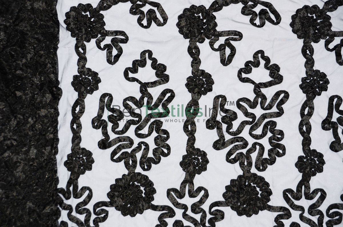 Luxury Organza Embroidery Fabric | Embroidered Ribbon Organza | 54 Inch Wide | For Overlays Apparel & Decor