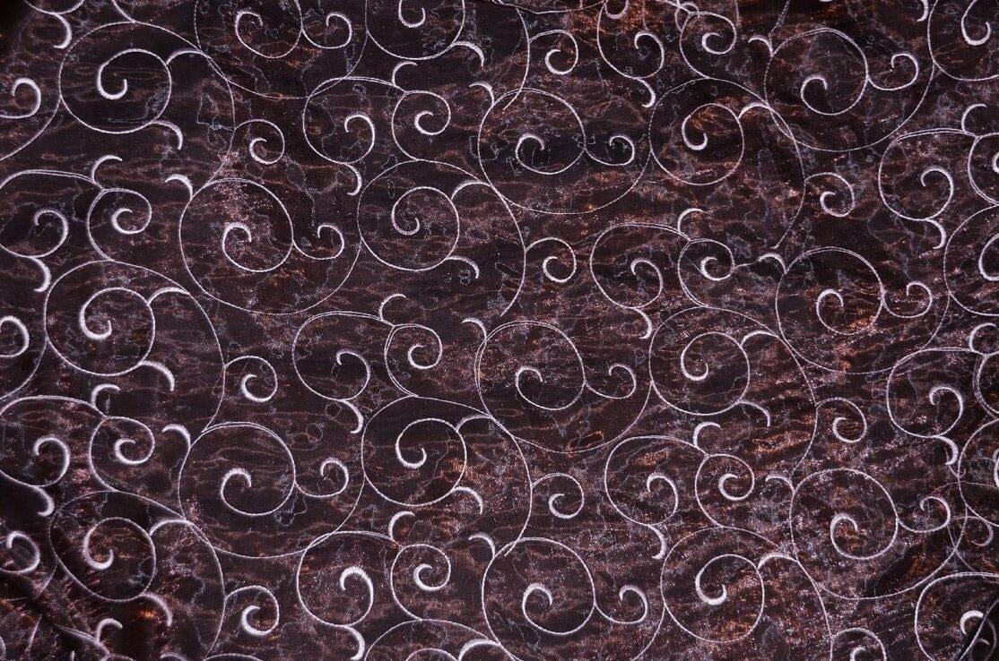 Swirl Organza Fabric | Embroidered Swirl Sheer | 54" Wide | Multiple Colors | Fabric mytextilefabric Yards Brown Pink 