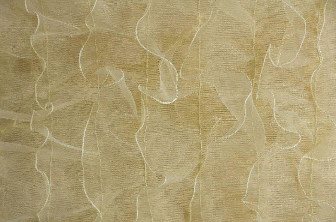 Organza Ruffled Mesh Fabric | Layered Ruffle Mesh Fabric | 57" Wide | Multiple Colors | Fabric mytextilefabric Yards Champagne 