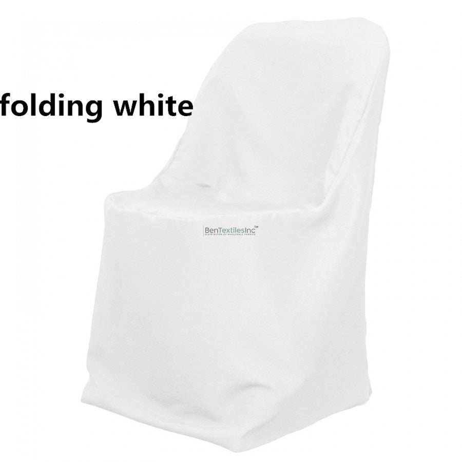 Wrinkle Free Folding Chair Covers | Scuba Folding Chair Cover | Chair Cover for Wedding, Event, Ballroom | White, Ivory, Black