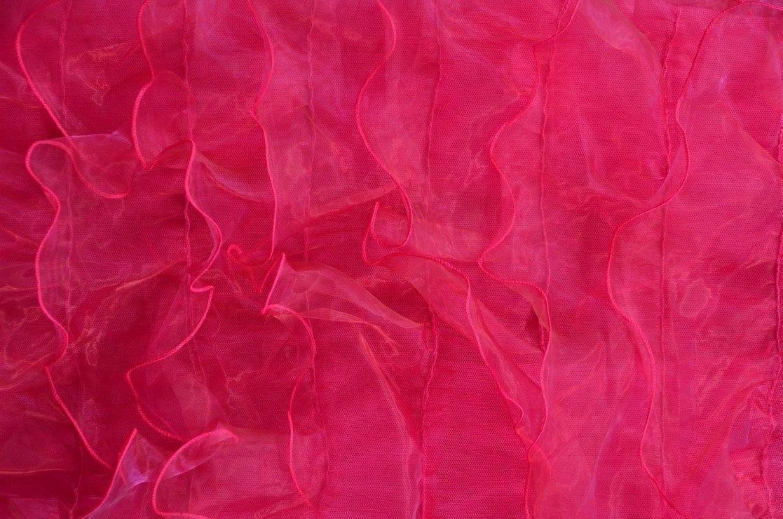 Organza Ruffled Mesh Fabric | Layered Ruffle Mesh Fabric | 57" Wide | Multiple Colors | Fabric mytextilefabric Yards Fuchsia 