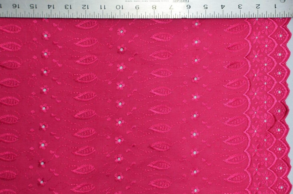 Polyester Cotton Eyelet Embroidery | Double Sided Border | 45" Wide | Multiple Colors | Fabric mytextilefabric Yards Fuchsia 