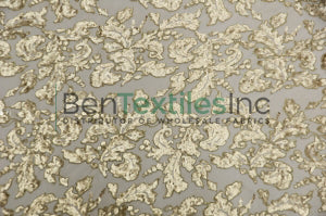 Wendy Lace Sequins Fabric | Bridal Metallic Lace with Sequins | 54" Wide | Multiple Colors | Silver and Gold