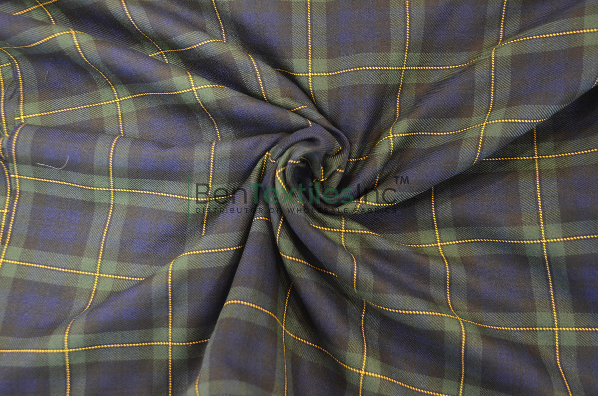 Green Blue Kilt Fabric | Soft Poly Rayon Tartan | 60 Inch Wide | For Kilts Decor Costumes Napkins Scarves & More