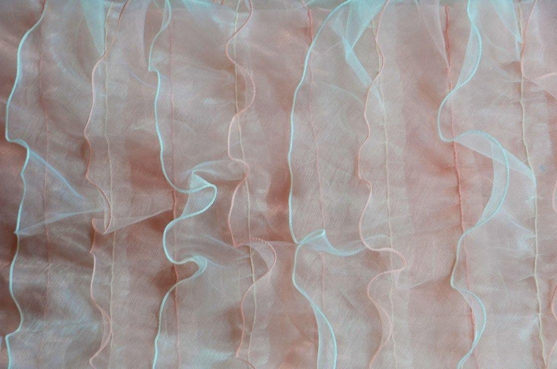 Organza Ruffled Mesh Fabric | Layered Ruffle Mesh Fabric | 57" Wide | Multiple Colors | Fabric mytextilefabric Yards Ivory Pink 