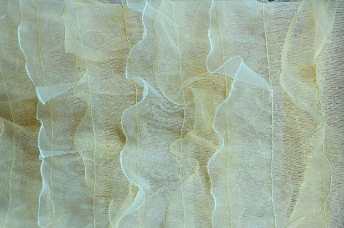 Organza Ruffled Mesh Fabric | Layered Ruffle Mesh Fabric | 57" Wide | Multiple Colors | Fabric mytextilefabric Yards Ivory Taupe 